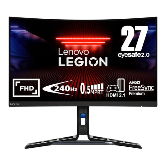 Lenovo Legion R27fc-30 27 Inch Curved FullHD VA Panel, 240Hz (280Hz OD), 0.5 ms E-Sports Monitor with HDMI, DisplayPortP,FreeSync Premium,Tilt,Lift,Pivot,Swivel Stand