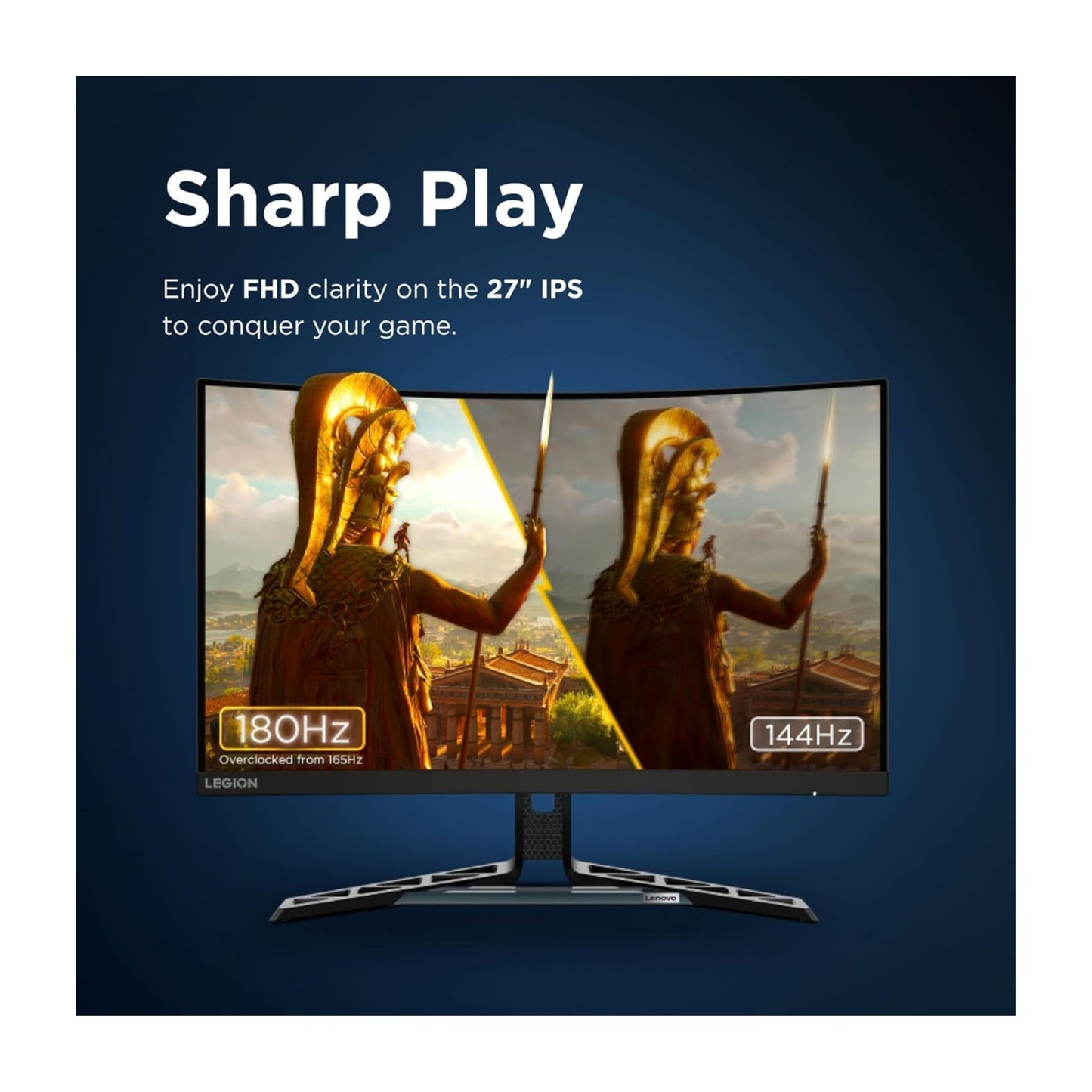 Lenovo Legion R27i-30, 27" IPS FHD Gaming Monitor, 180Hz(OC), 0.5ms(MPRT), 99% sRGB, 2xHDMI 2.1 TMDS, DP 1.4, Tilt, Swivel, Pivot, Height Adjust Stand, AMD FreeSync Premium 3Yr Warranty