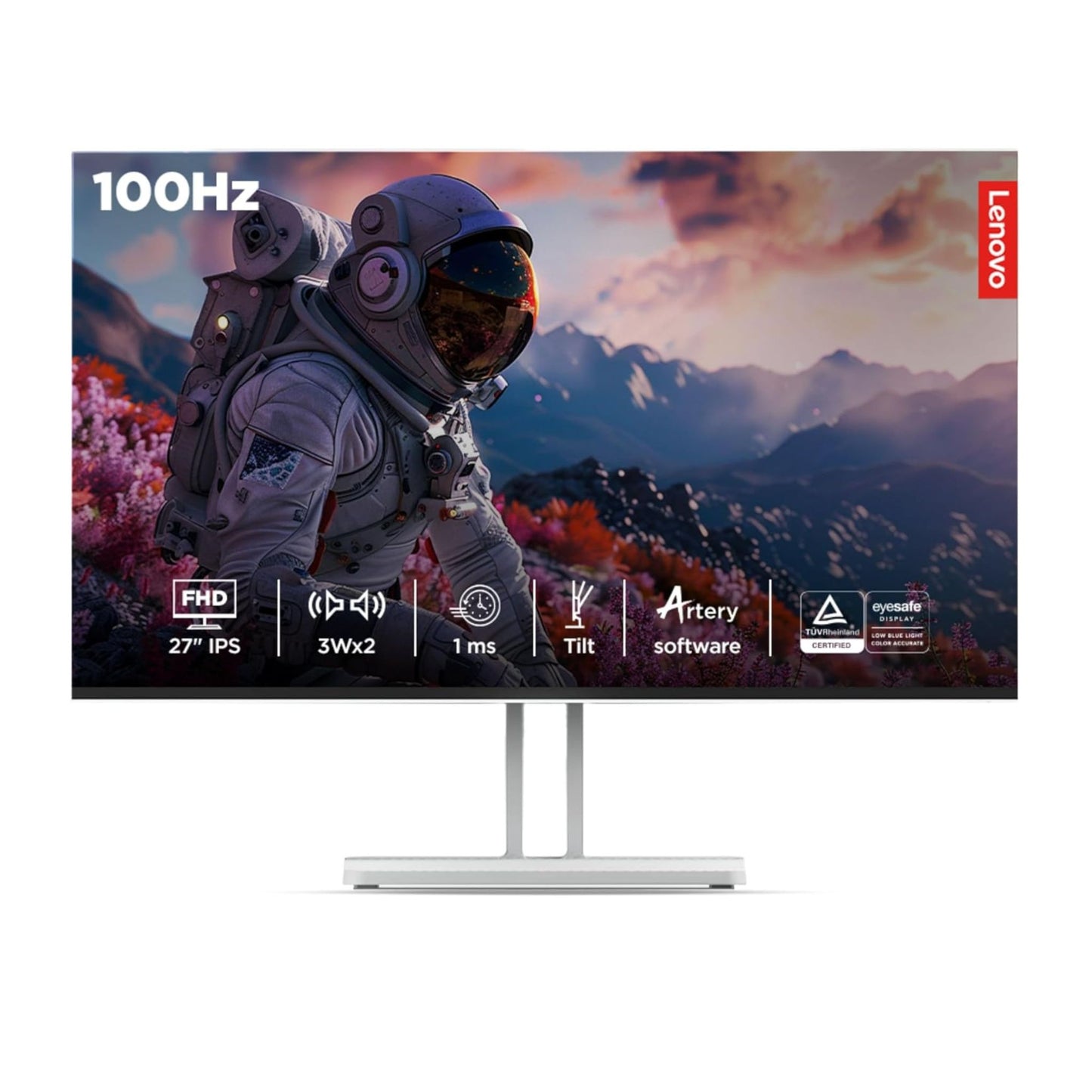Lenovo L-Series 27 inch (68.5cm) FHD IPS Monitor| 100Hz, 1ms, FreeSync, 99% sRGB, 3Wx2 Speakers, Smart Display Customization Artery, 2X HDMI 1.4, 1x VGA, Tilt, Cloud Grey, L27i-4A