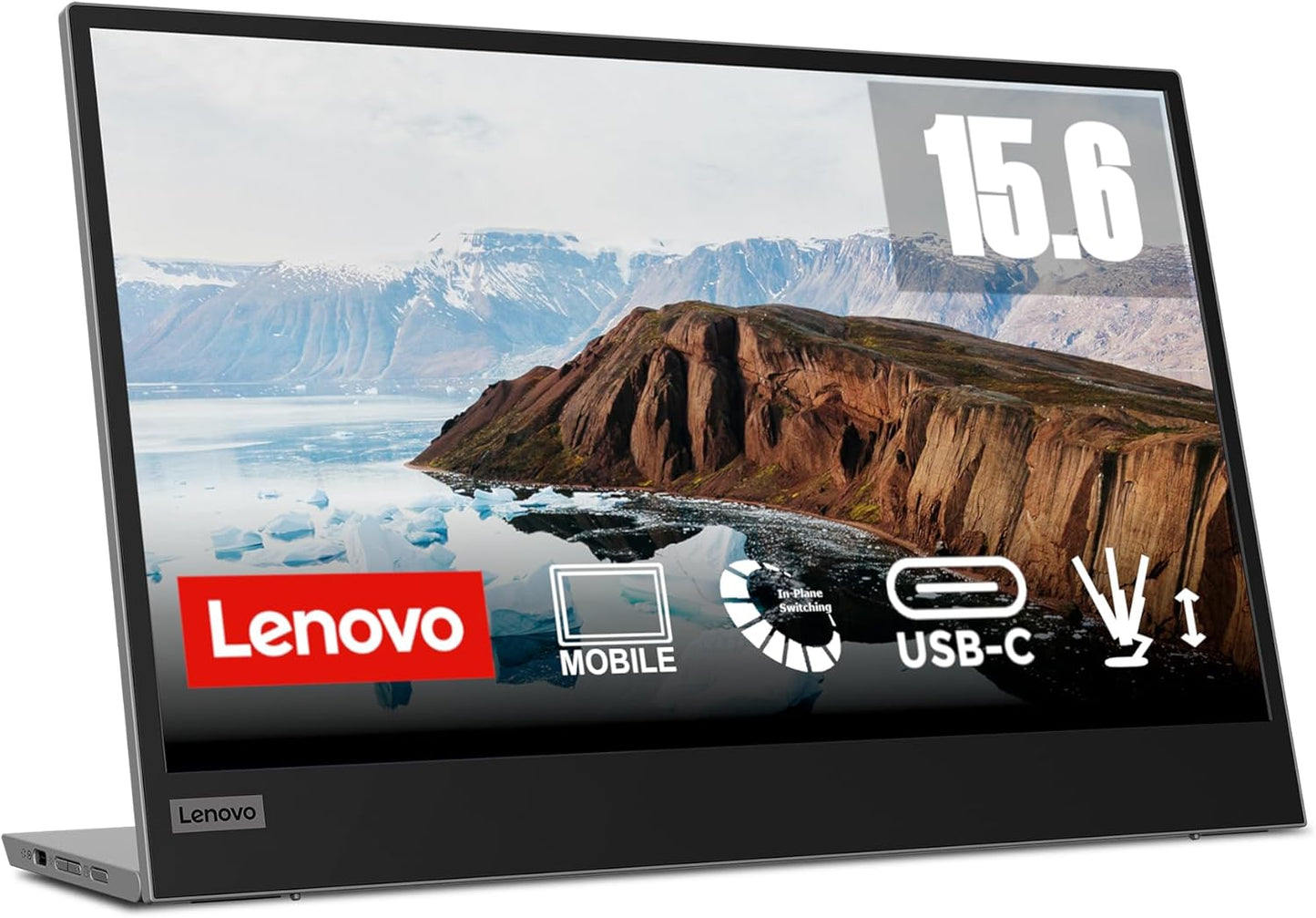 Lenovo L15 15.6 Inch Portable Monitor, FHD, 1080p, 60Hz, IPS, 6ms, USB-C, with Cover, Raven Black - 3Yrs Warranty