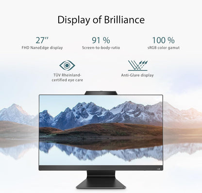 ASUS 27 inch ALL-in-One Computer Black Colour i7-1360P DDR4 16G 1TB PCIE G4 SSD Without OS wireless-arabic touch A5702WVAT-I7161TBB0D