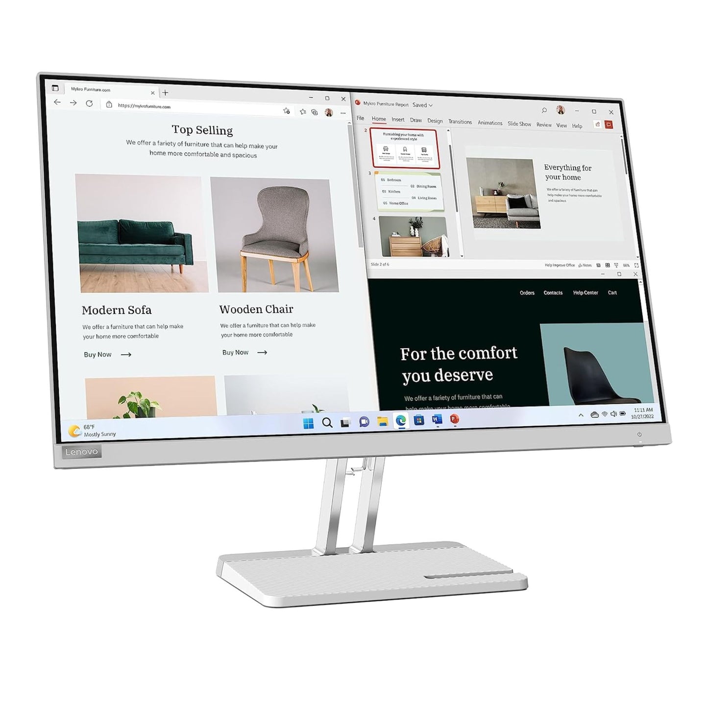 Lenovo Monitor L27E-40- 27 inch  FHD VA- HDMI,VGA,audio-out - 3Y
