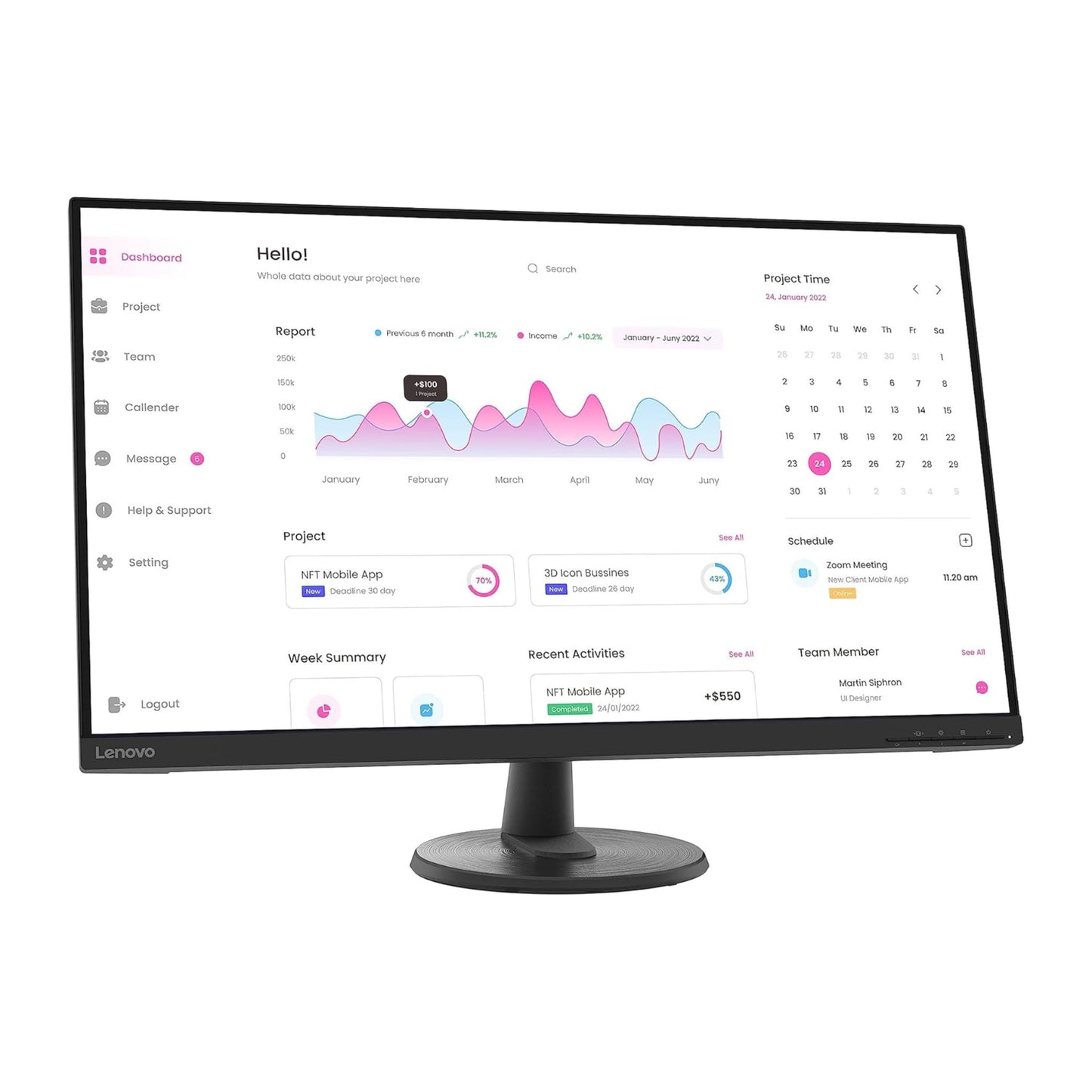 Lenovo D32-40 32 Inch PC Monitor | FHD, 1080p, 60Hz, 5ms, HDMI, DP