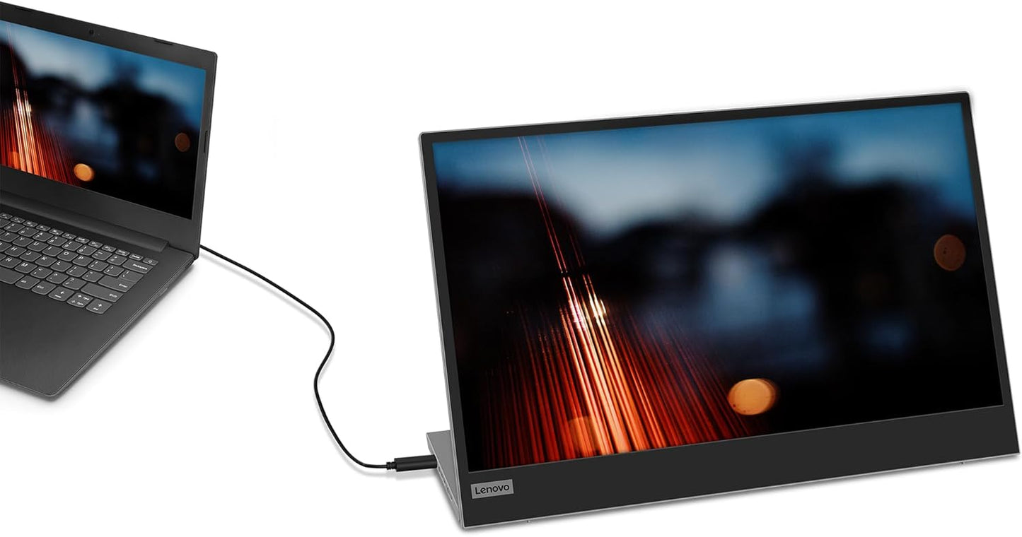 Lenovo L15 15.6 Inch Portable Monitor, FHD, 1080p, 60Hz, IPS, 6ms, USB-C, with Cover, Raven Black - 3Yrs Warranty