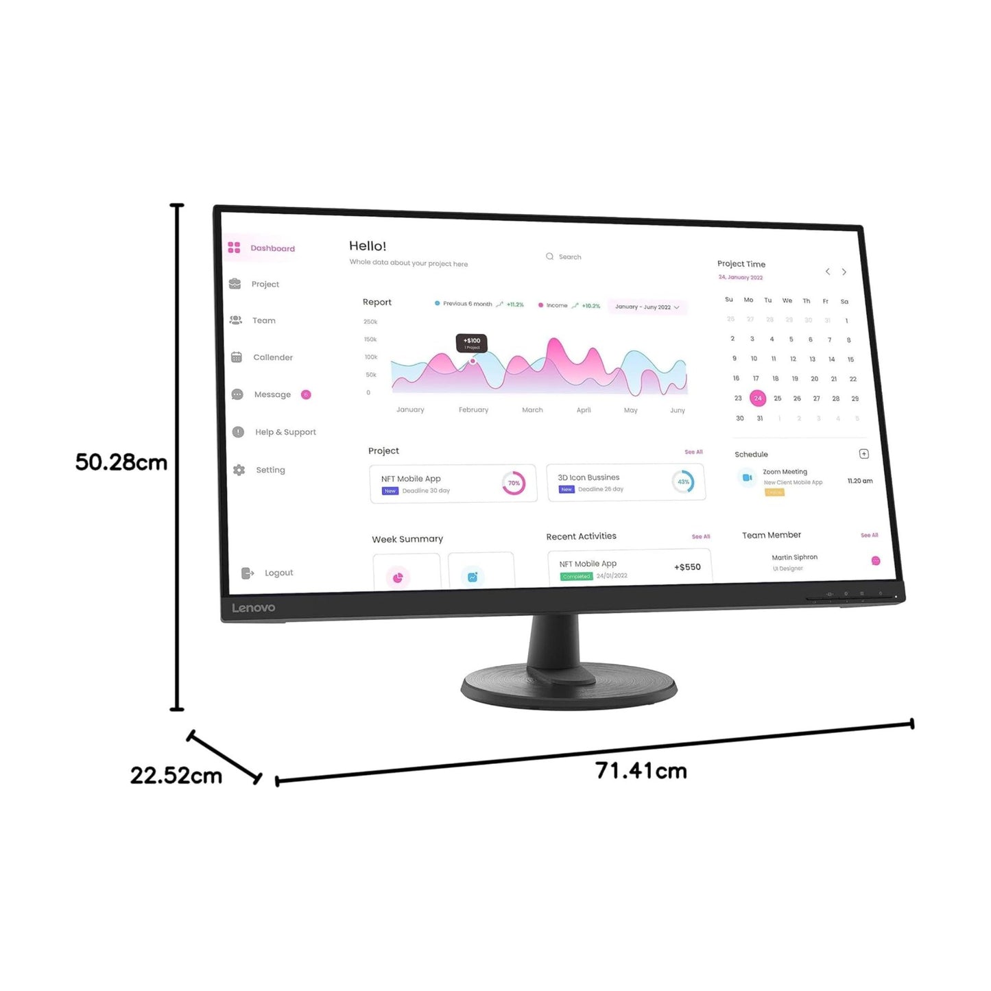 Lenovo D32-40 32 Inch PC Monitor | FHD, 1080p, 60Hz, 5ms, HDMI, DP