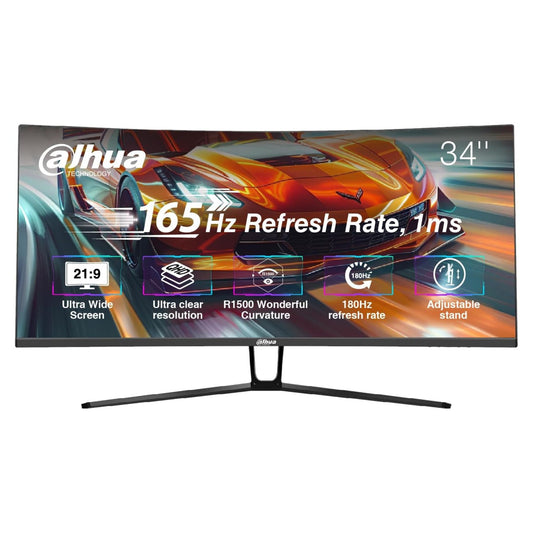 Dahua Gaming Monitor DHI-LM34-E330C , 34’’ WQHD Curved Monitor ,165Hz Refresh Rate & 1ms Response